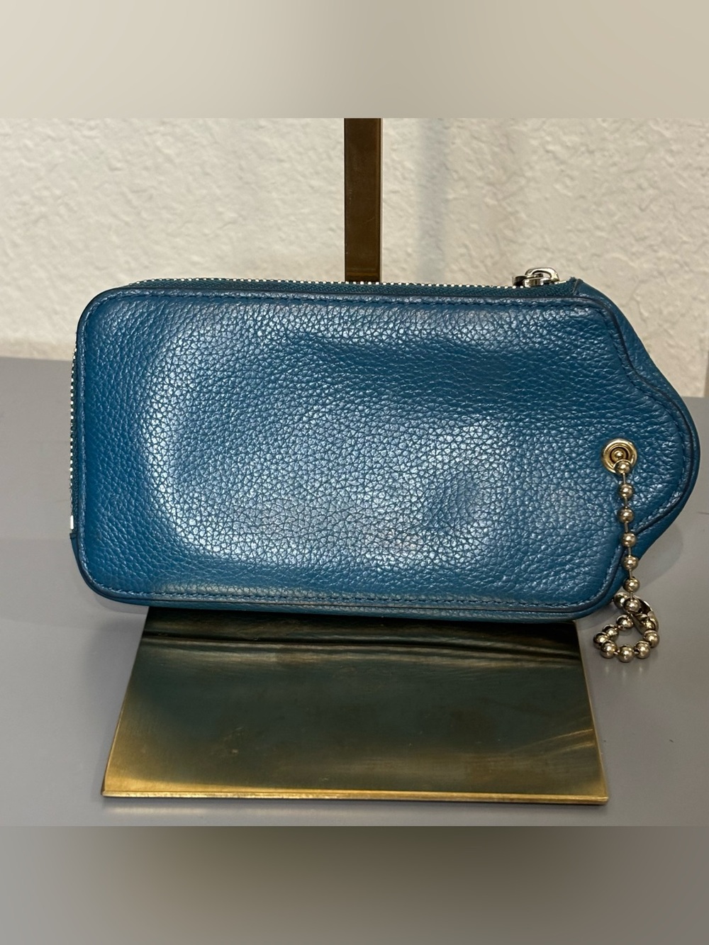 Coach Teal Hangtag Wristlet with Gold-Tone Hardware - Picture 3 of 5
